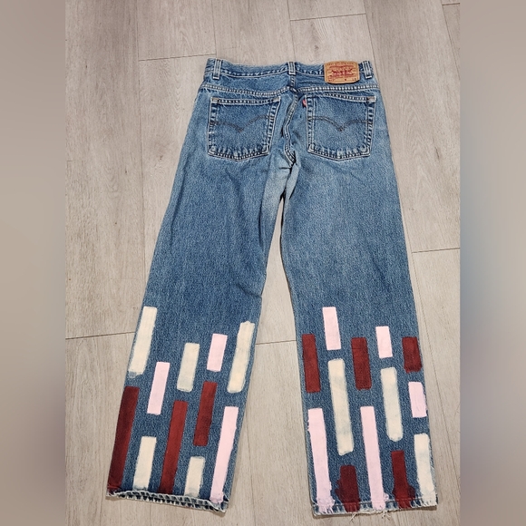 Levi's Blue Jeans with Pink and Red Accents - Picture 2 of 6
